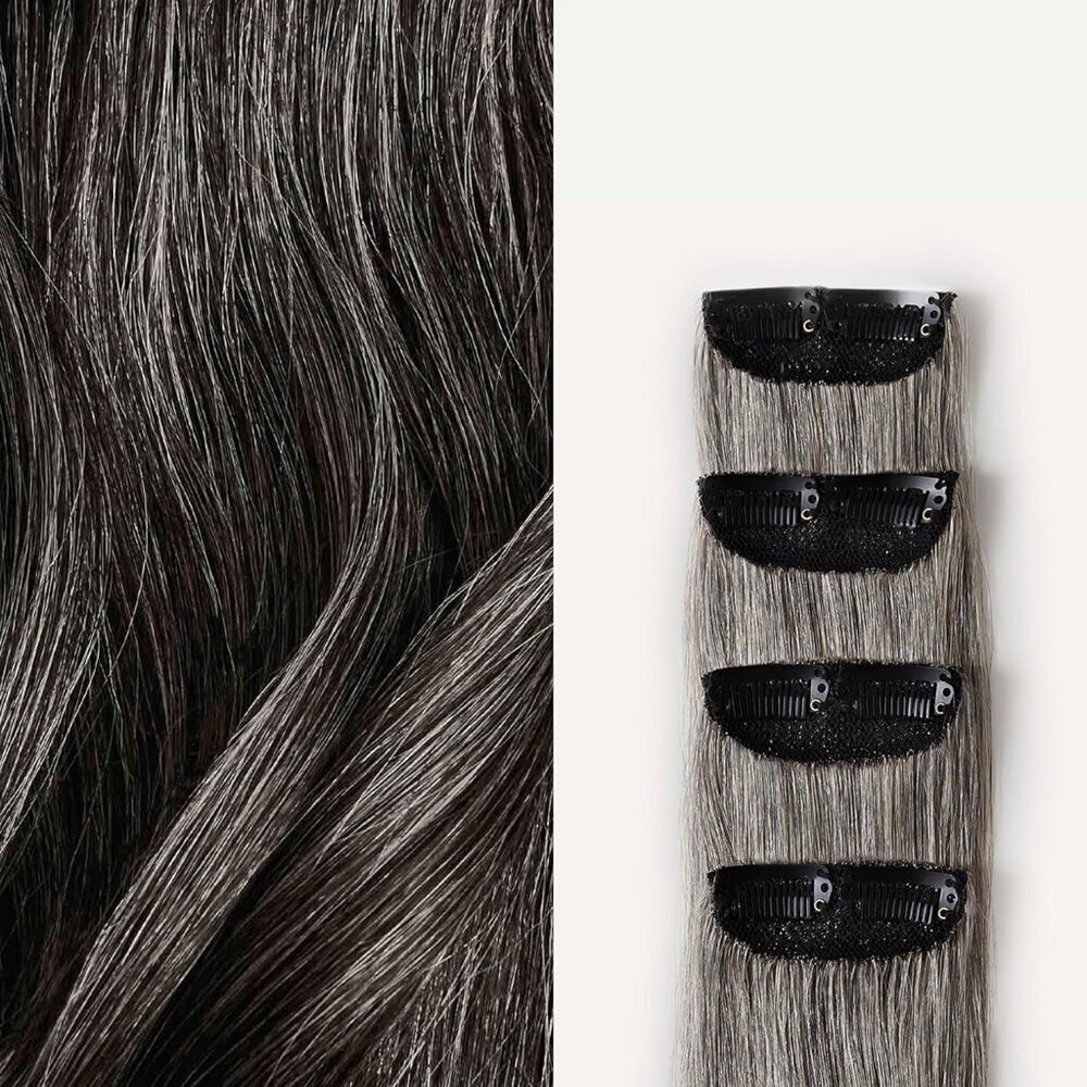 Remy Human Hair Clip-Ins 12" Dark Gray Scalp Coverage Seamless Toppers